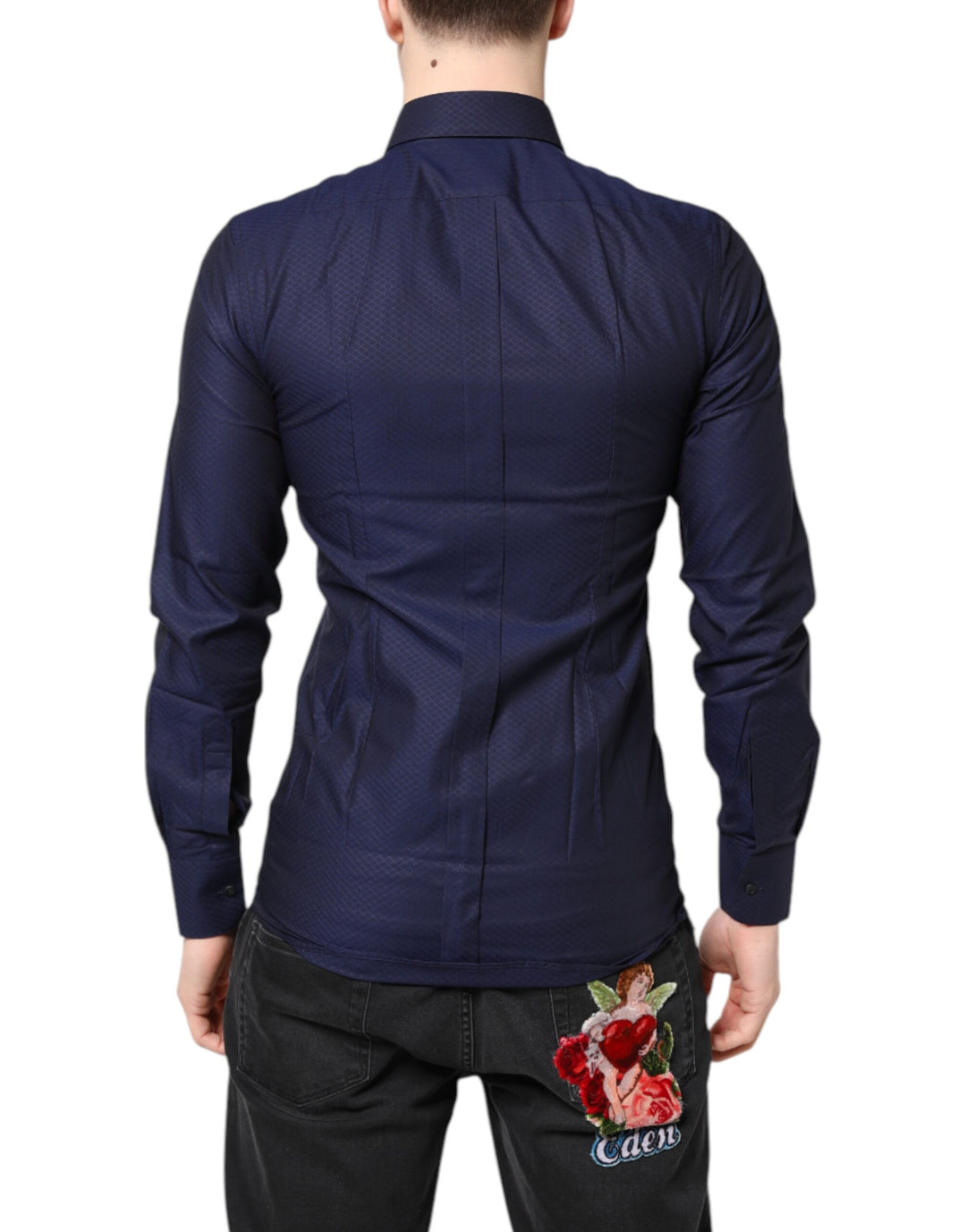 Blue GOLD Cotton Long Sleeves Men Dress Shirt