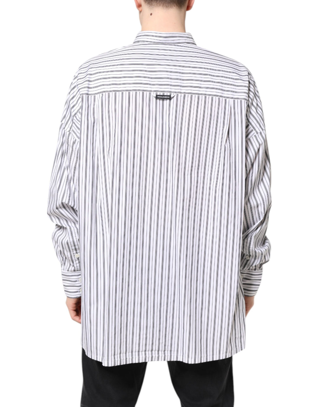 White Black Stripe Button Down Casual Shirt