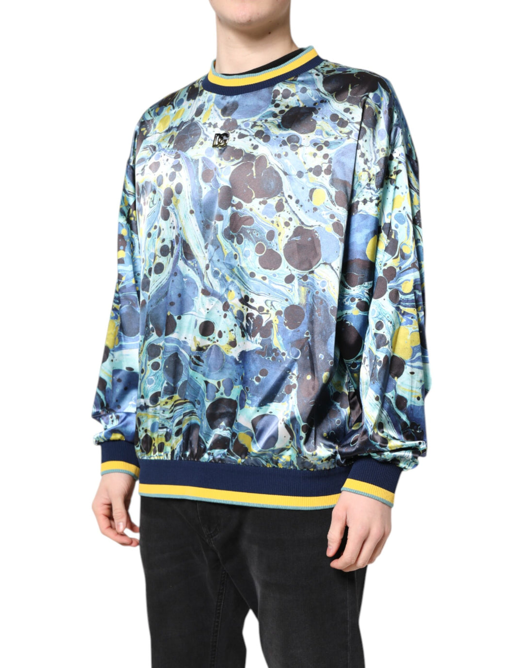 Multicolor Marble Print Men Pullover Sweater