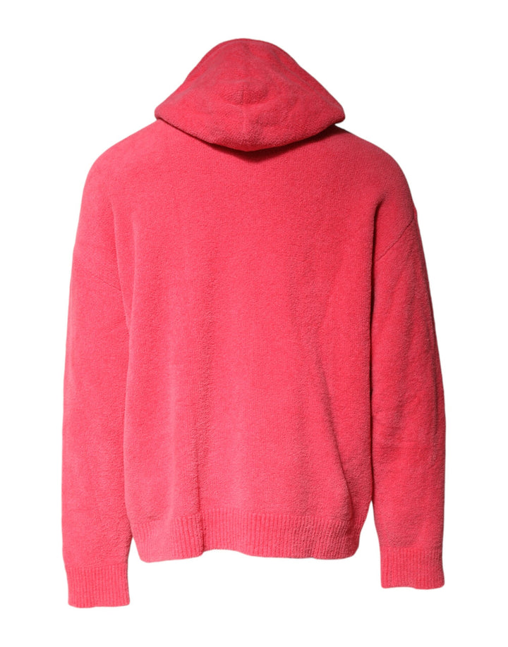 Red Cotton Knit Hooded Men Pullover Sweater