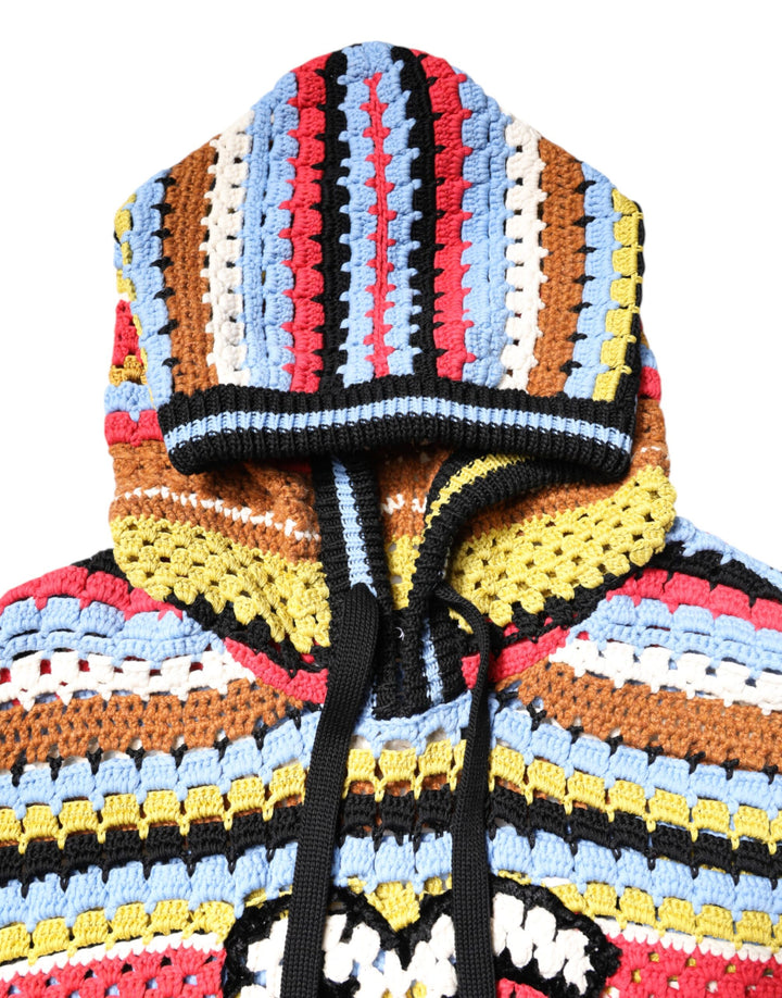 Multicolor Cotton Hooded Pullover Sweater