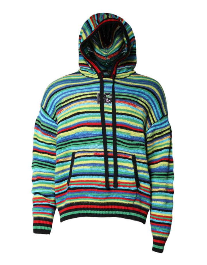 Multicolor Cotton Hooded Pullover Sweater