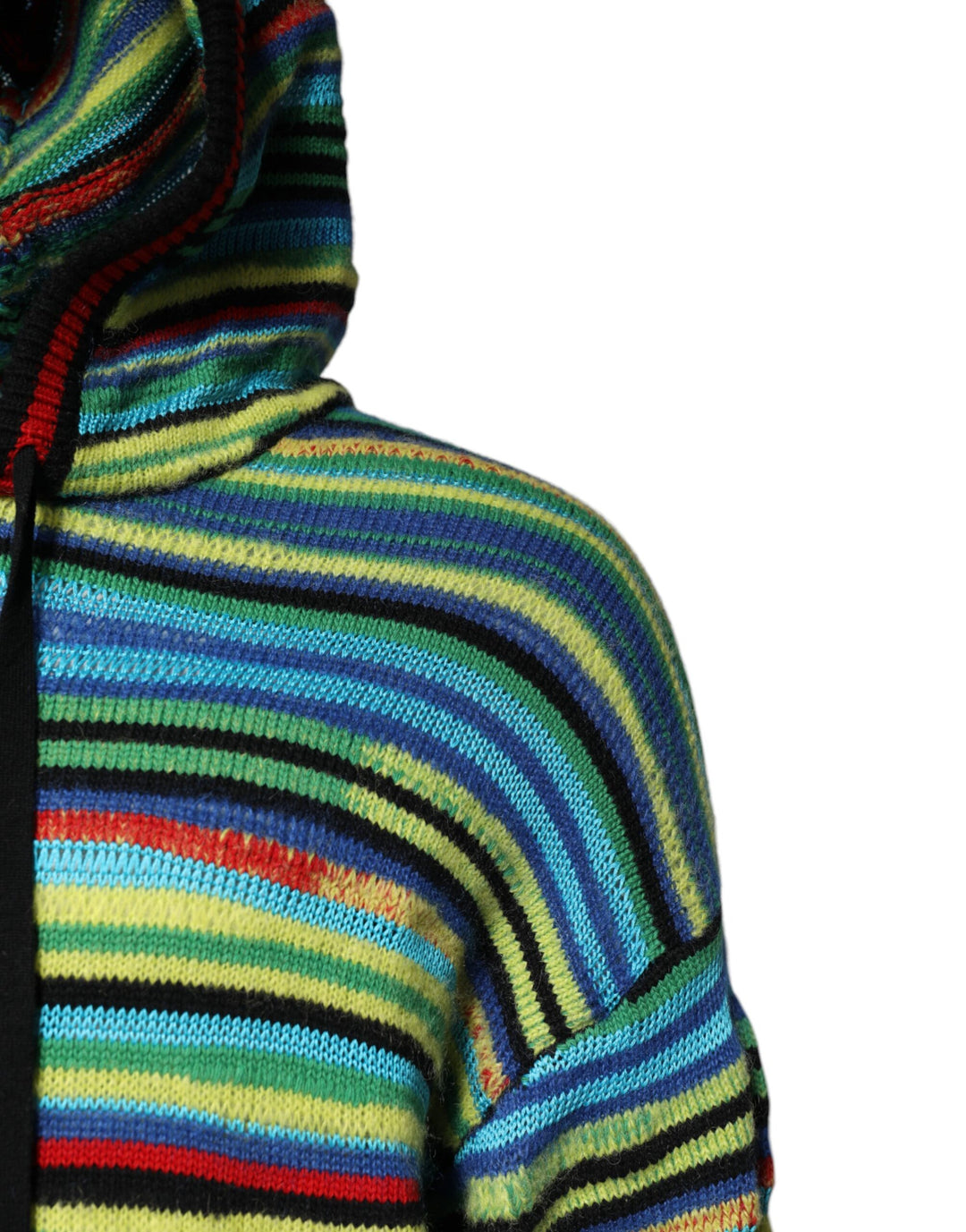 Multicolor Cotton Hooded Pullover Sweater