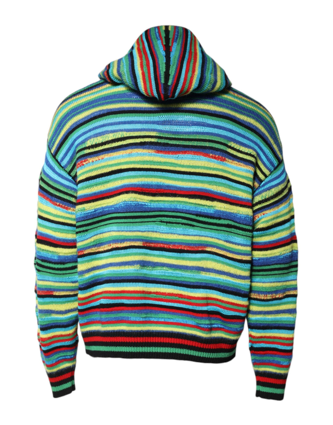 Multicolor Cotton Hooded Pullover Sweater