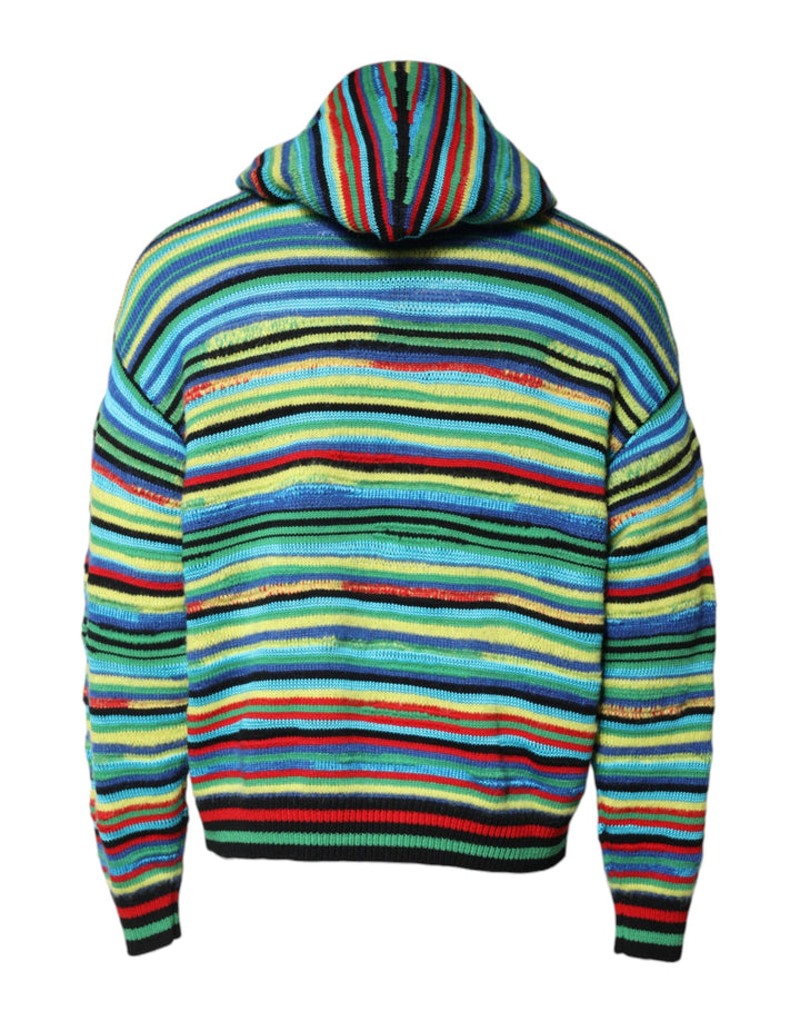 Multicolor Cotton Hooded Pullover Sweater