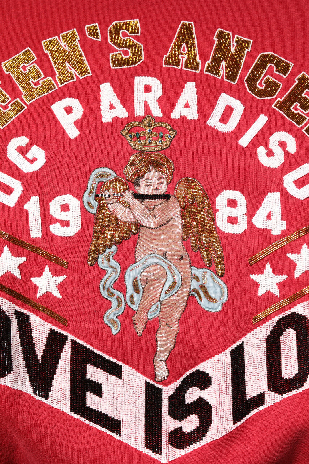 Red Sequin Knit Pullover Sweatshirt Sweater