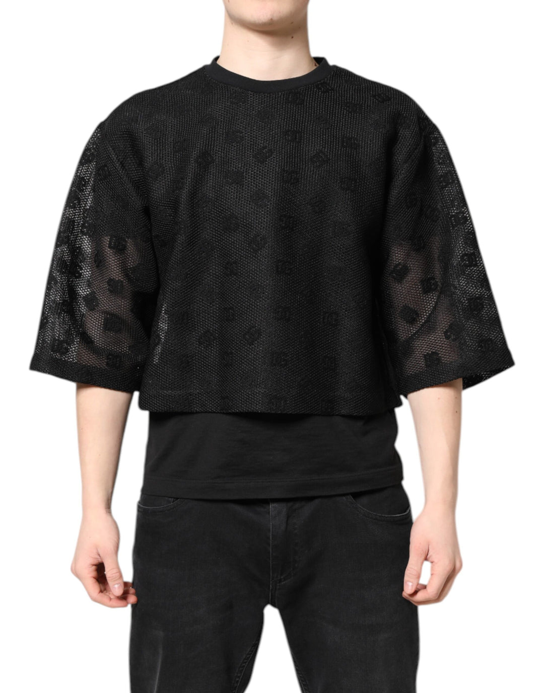 Black See Through Logo Short Sleeves T-shirt