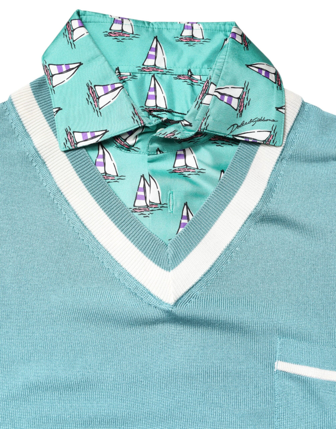 Green Printed Collared Short Sleeve T-shirt