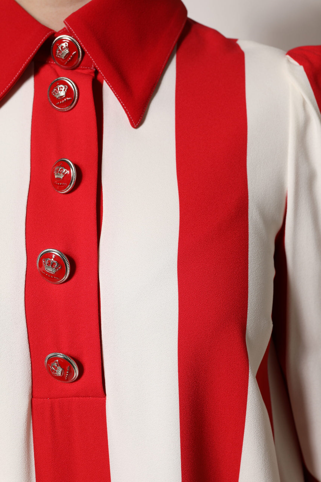 White Red Stripes Long Sleeves Mini Dress