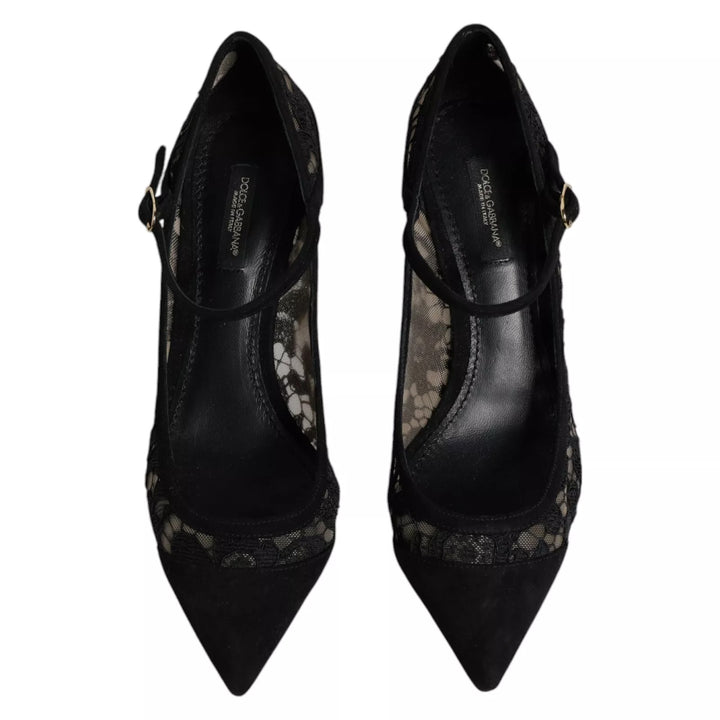 Black Mary Jane Taormina Lace Pumps Shoes