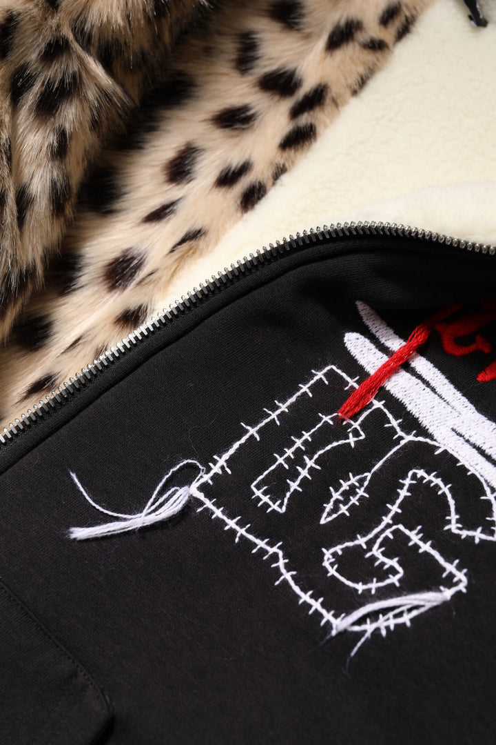 Dolce & Gabbana Black Embroidered Full Zip Hooded Jacket