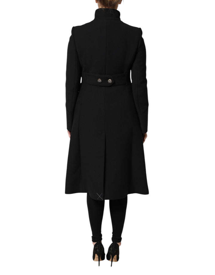 Black Wool Single Breasted Trench Coat Jacket