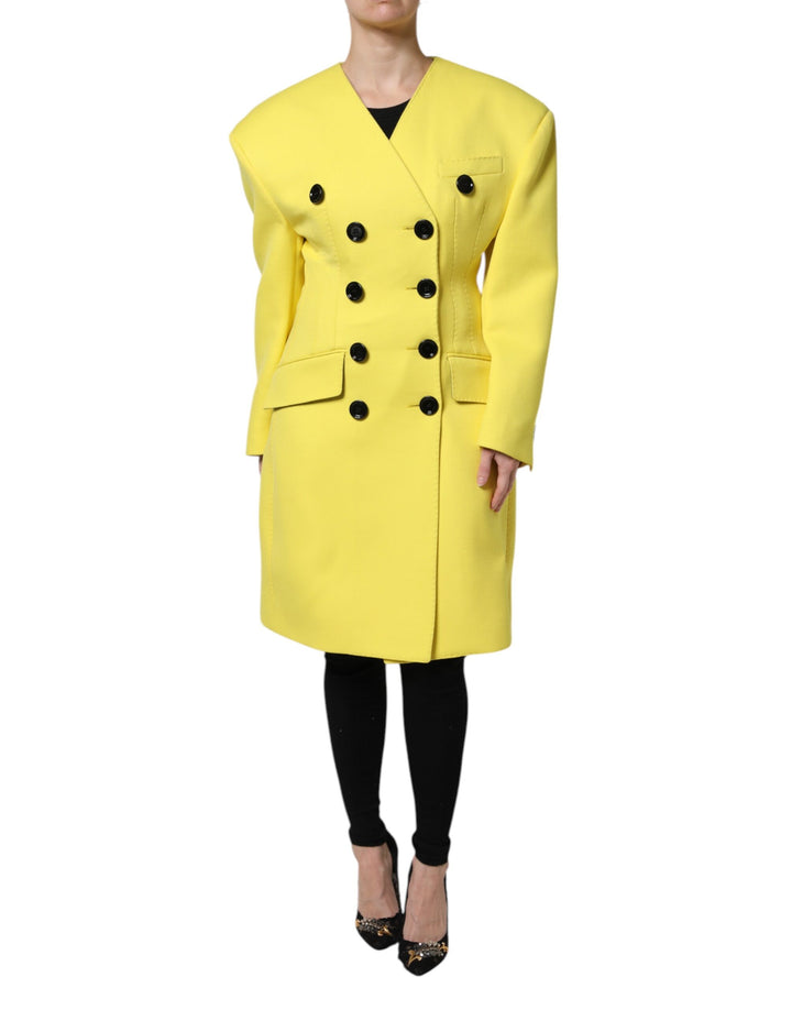 Yellow Double Breasted Trench Coat Jacket
