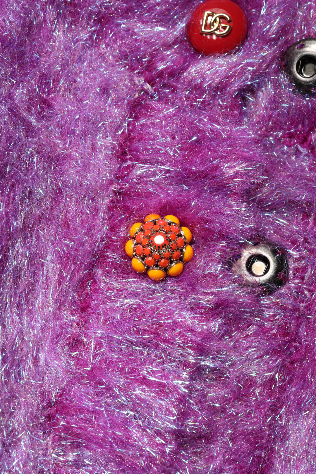 Purple Button Embellished Trench Coat Jacket