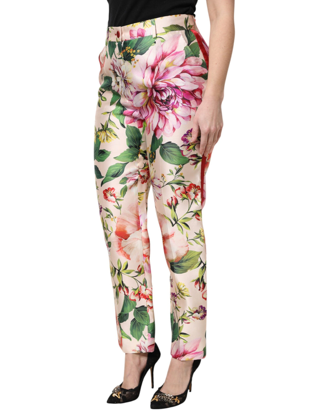 Multicolor Floral High Waist Straight Pants