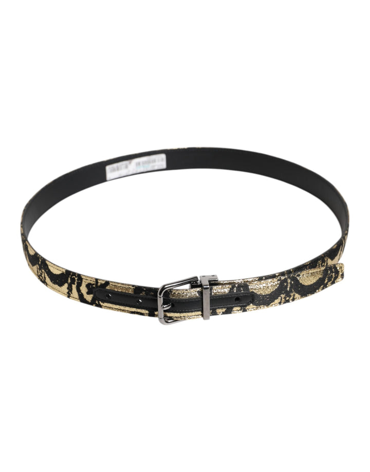 Multicolor Jacquard Leather Metal Buckle Belt