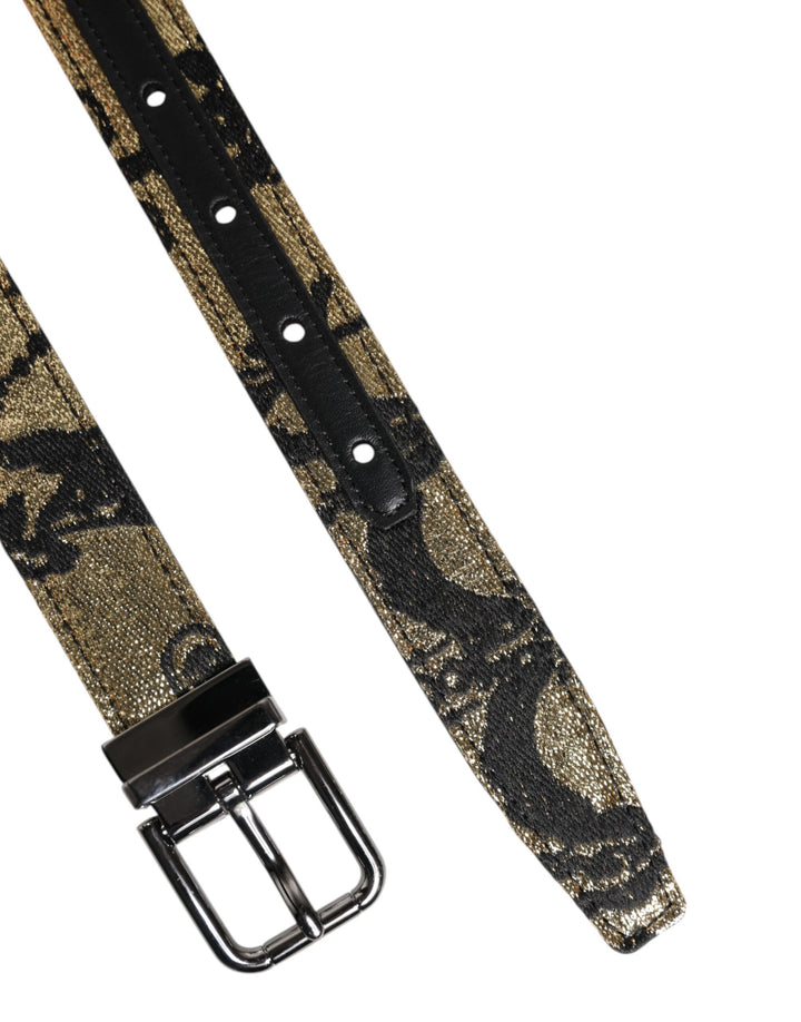 Multicolor Jacquard Leather Metal Buckle Belt