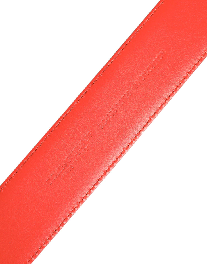 Orange Gold Tone Metal Logo Buckle Belt