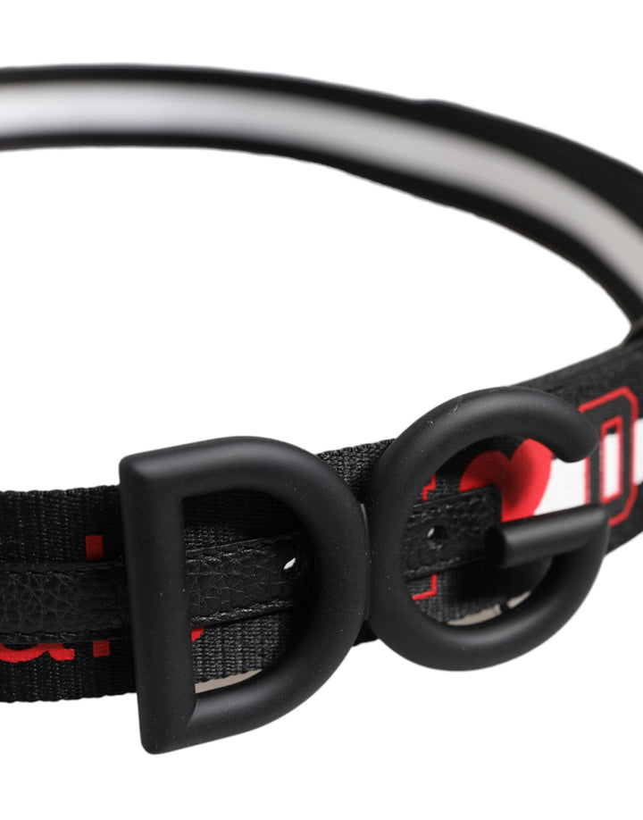 Black Polyester Logo Print DG Buckle Belt