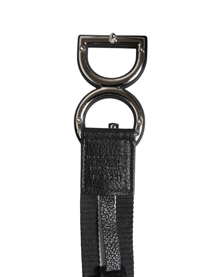 Black Polyester Logo Print DG Buckle Belt