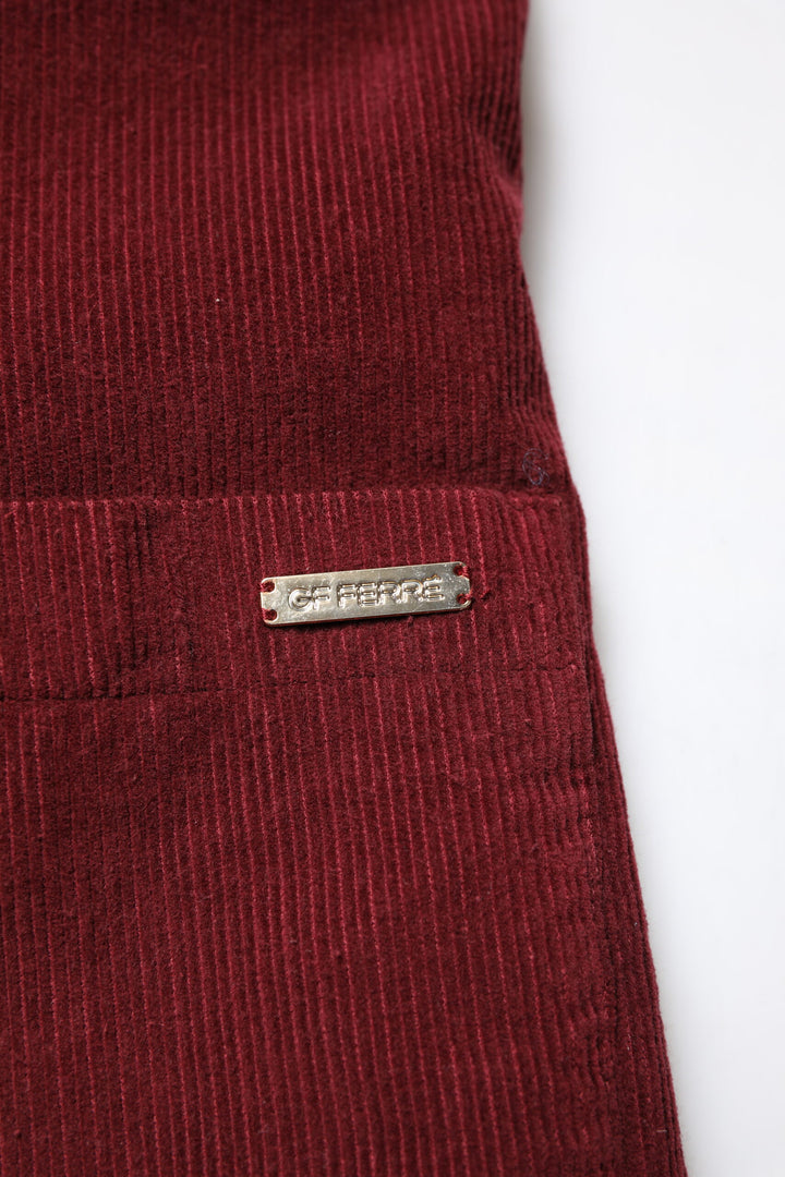 Maroon Corduroy Regular Fit Men Coat Blazer Jacket