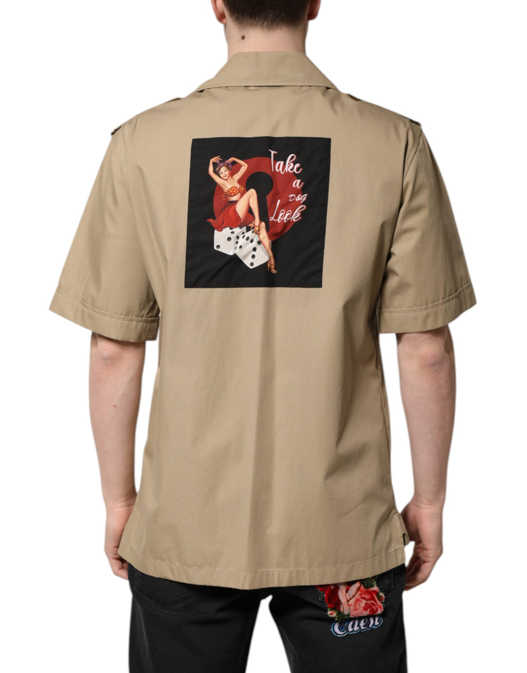 Brown Graphic Print Short Sleeves Shirt