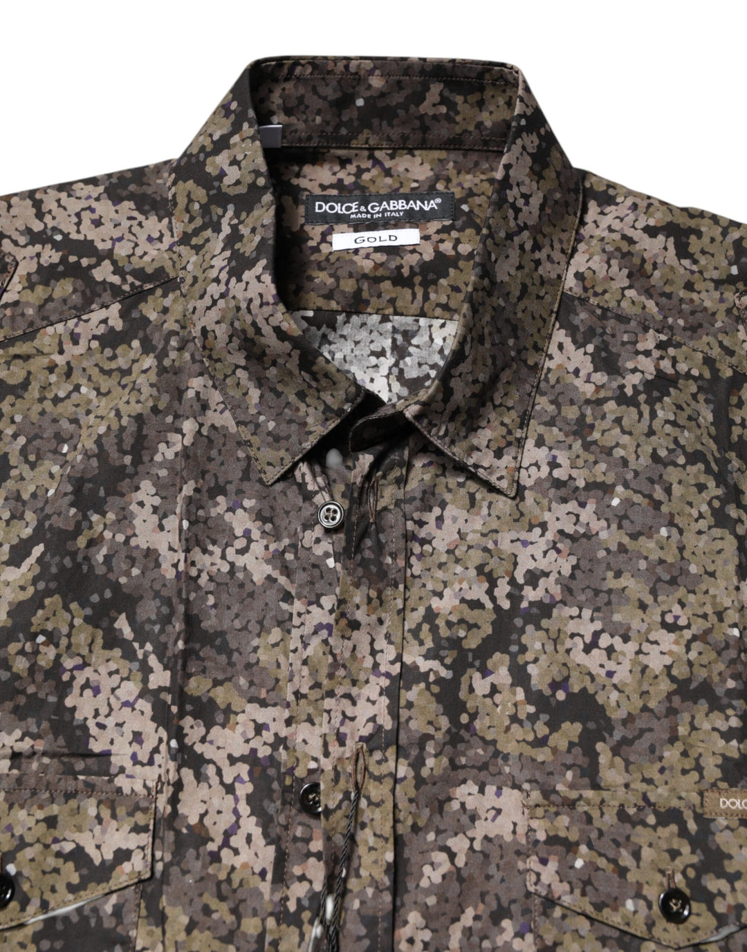 Multicolor Camouflage Button Down GOLD Shirt