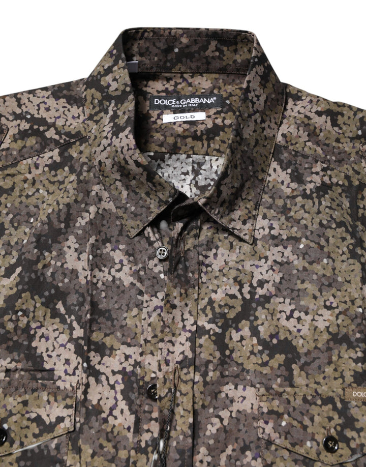 Multicolor Camouflage Button Down GOLD Shirt