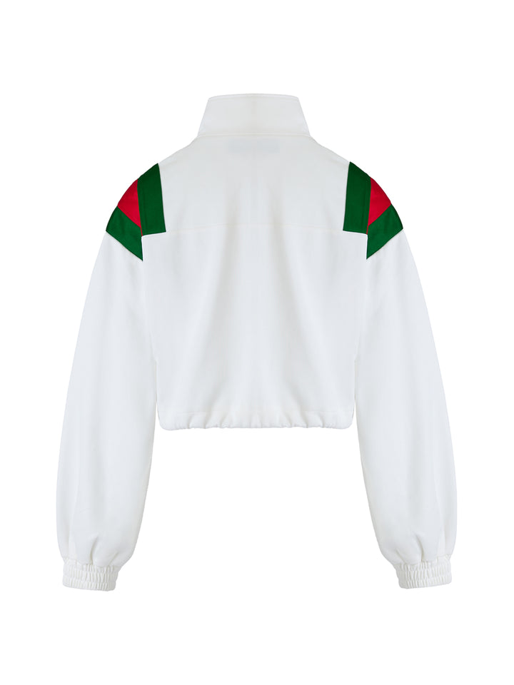 White Polyester Logo Sweatshirt
