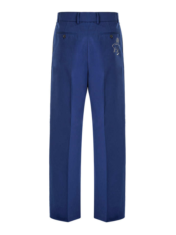 Blue Classic Cotton Pants
