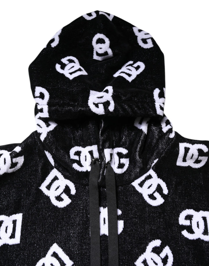 Black DG Cotton Hooded Sleeveless Sweater