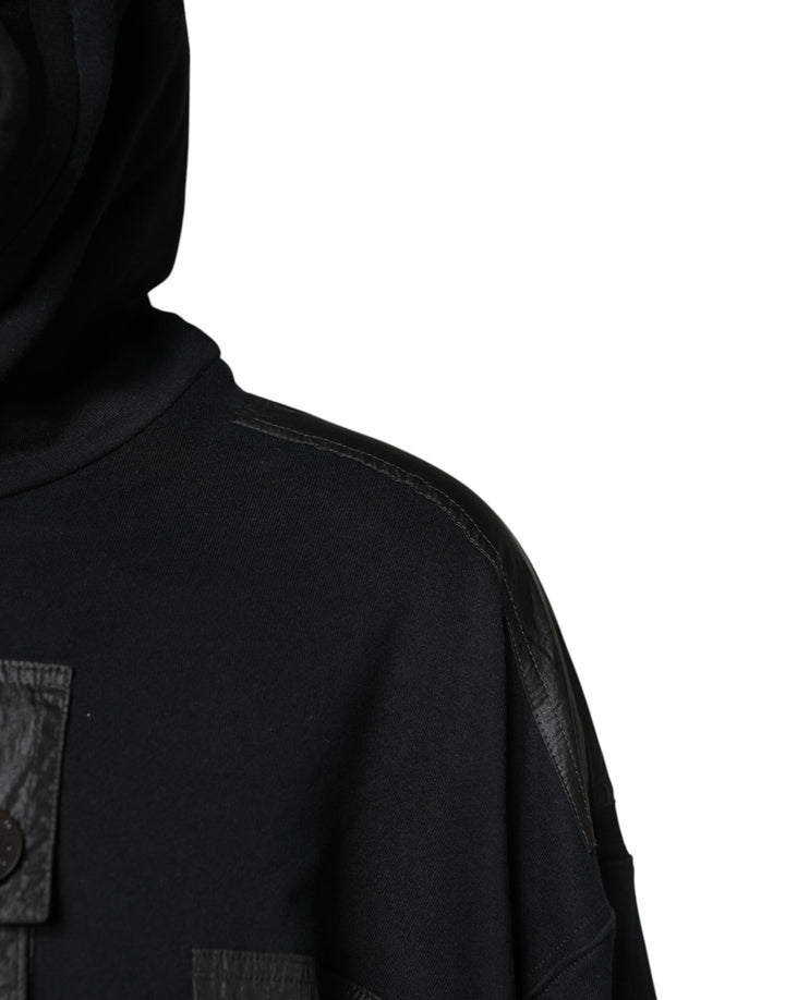Black Cotton Hooded Sweatshirt Sweater