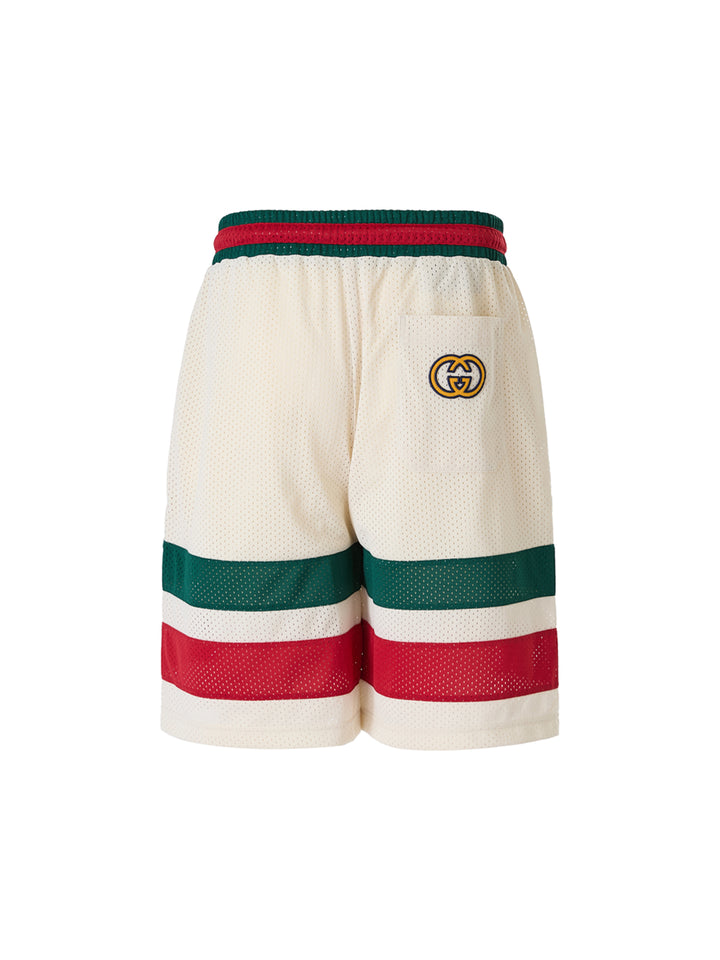 Cream polyester  Logo Shorts