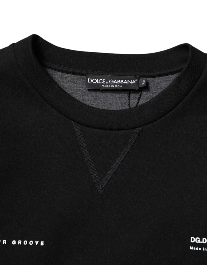 Black Cotton Logo Knitted Pullover Sweater