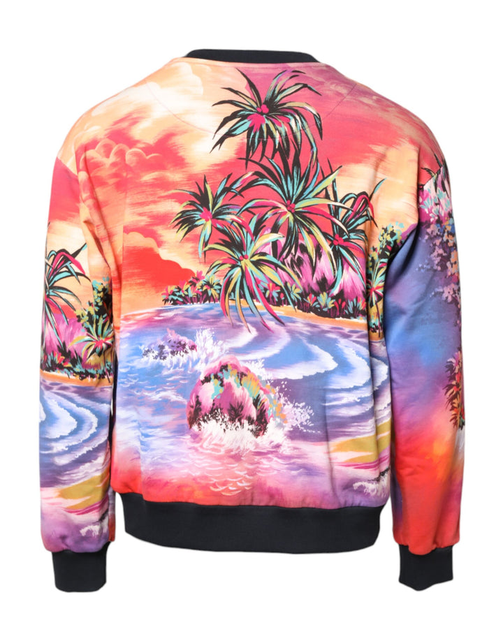 Multicolor Print Crew Neck Pullover Sweater