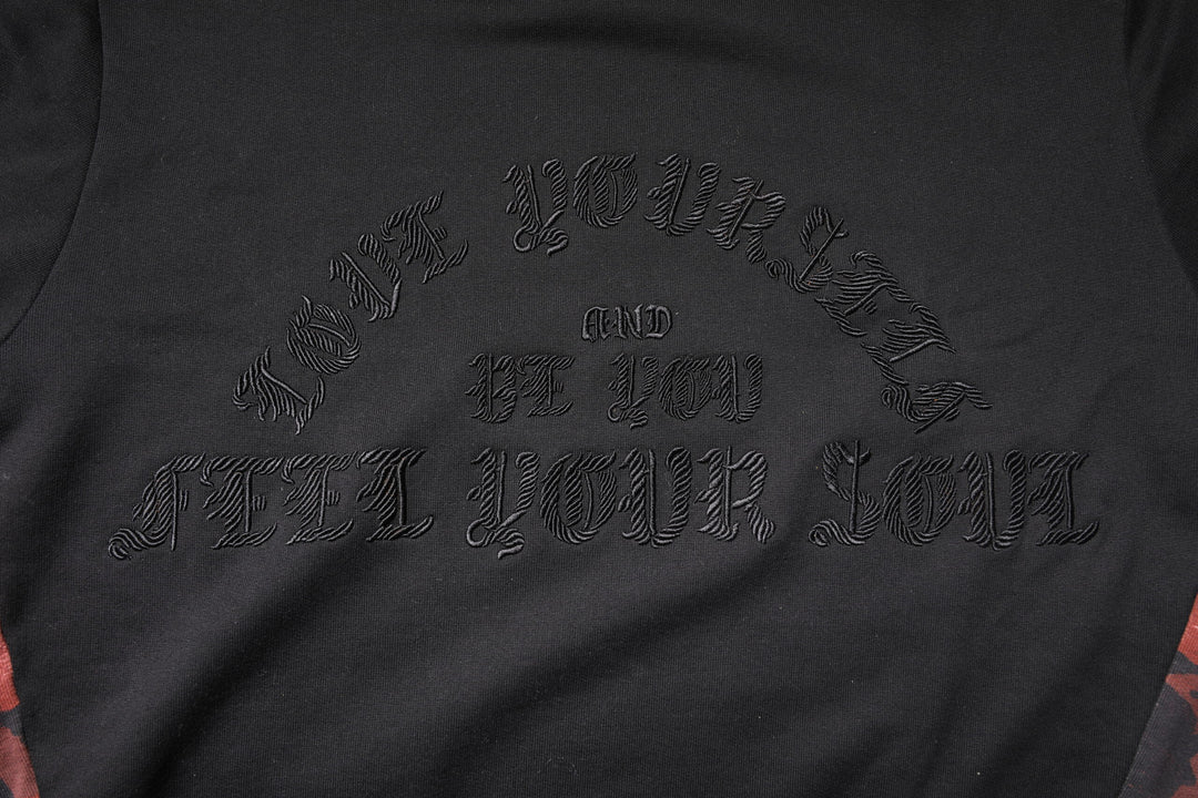 Black Embroidered Crew Neck Pullover Sweater