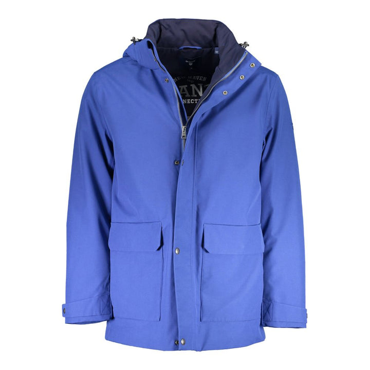 Blue Cotton Men Jacket