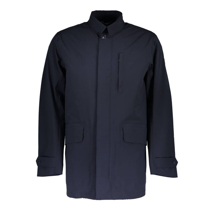 Blue Polyester Men Jacket