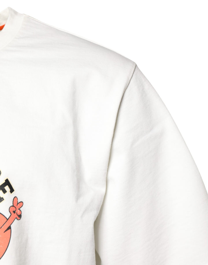 White LOVE & PEACE Print Crew Neck T-shirt