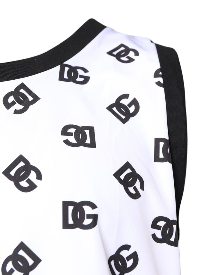 White Polyester Sleeveless DG Logo T-shirt