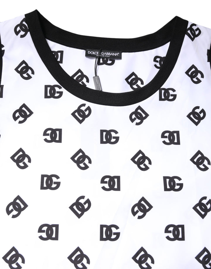 White Polyester Sleeveless DG Logo T-shirt
