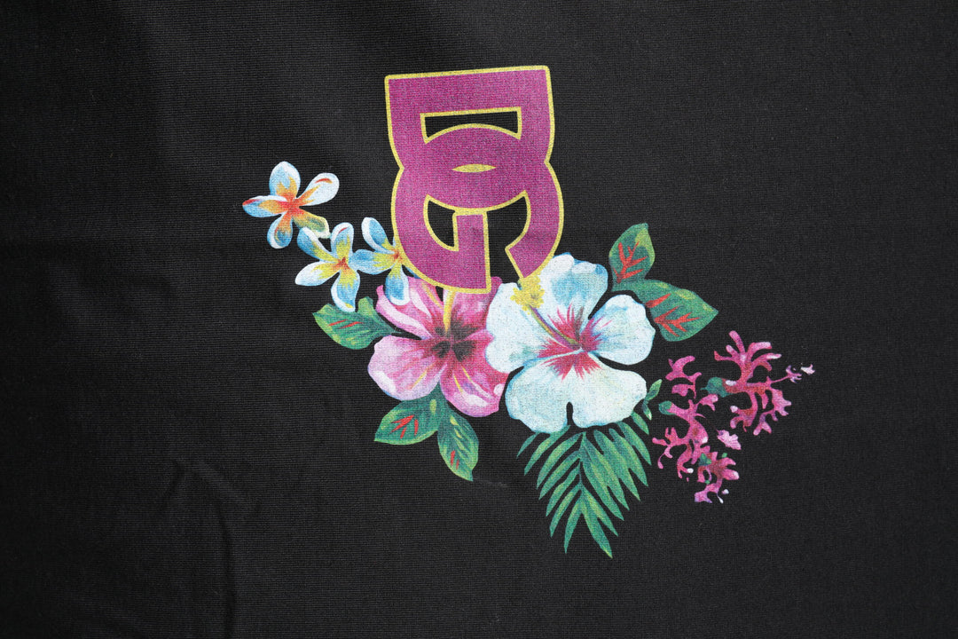 Black DG Floral Print Crew Neck T-shirt