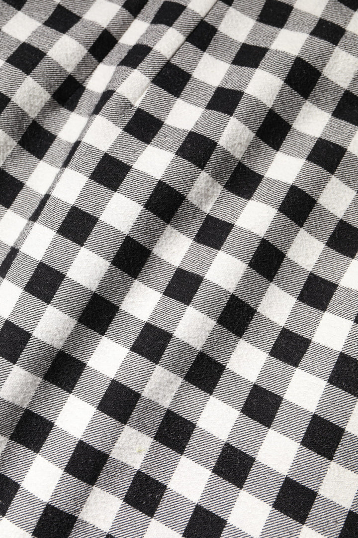 White Black Checkered Sleeveless Sheath Dress