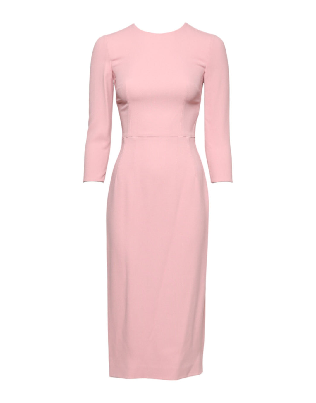 Pink Viscose 3/4 Sleeves Sheath Midi Dress