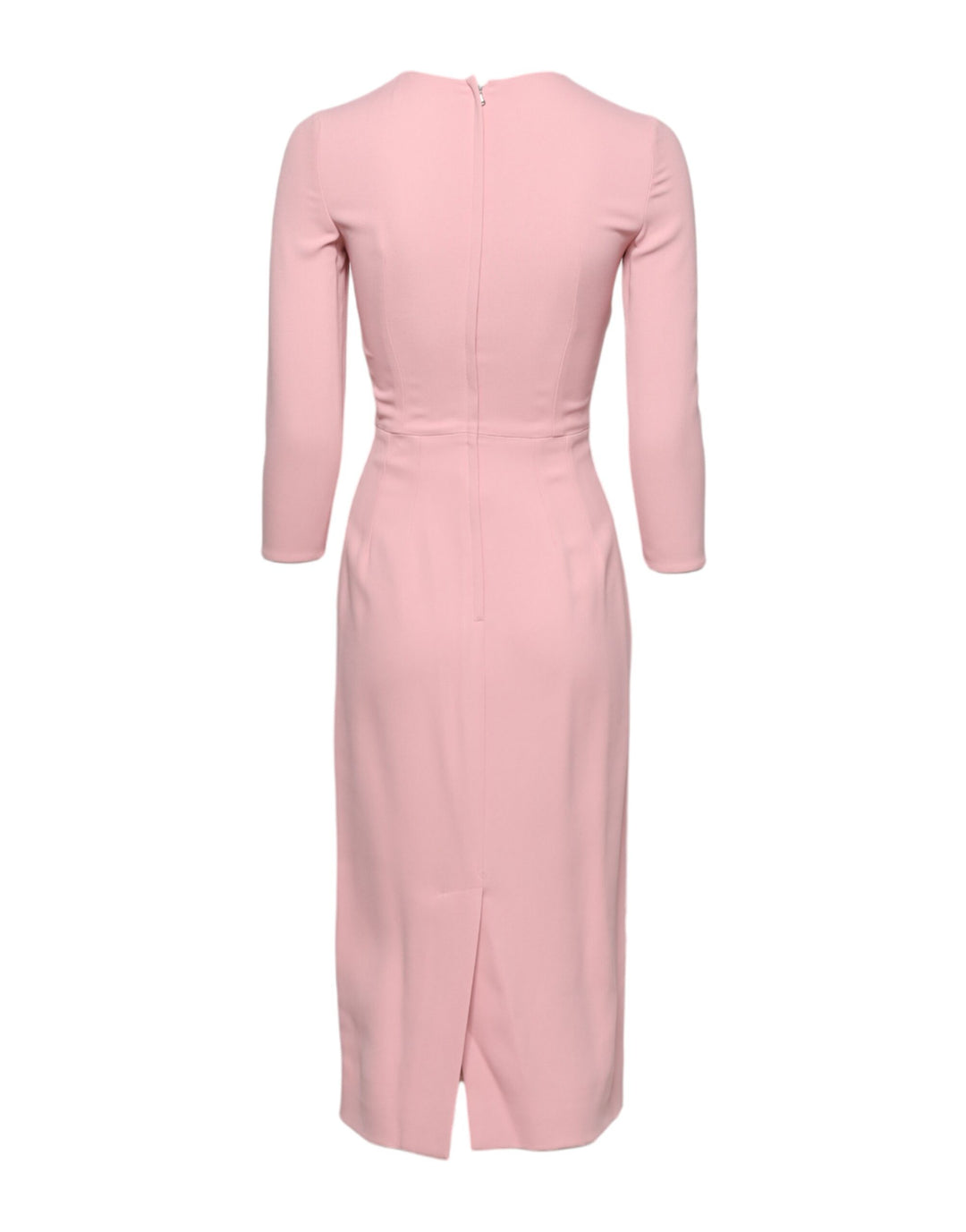 Pink Viscose 3/4 Sleeves Sheath Midi Dress