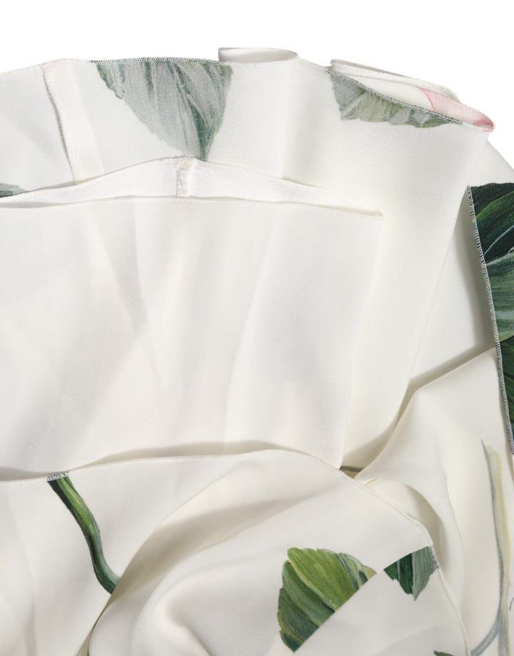 White Floral One Shoulder Sheath Midi Dress