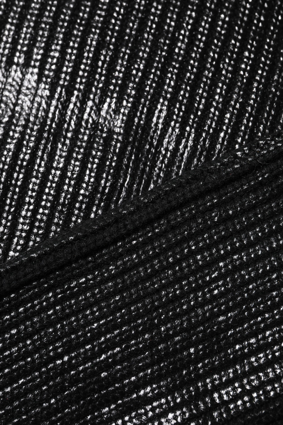 Black Wool Long Sleeve Turtleneck Cropped Top