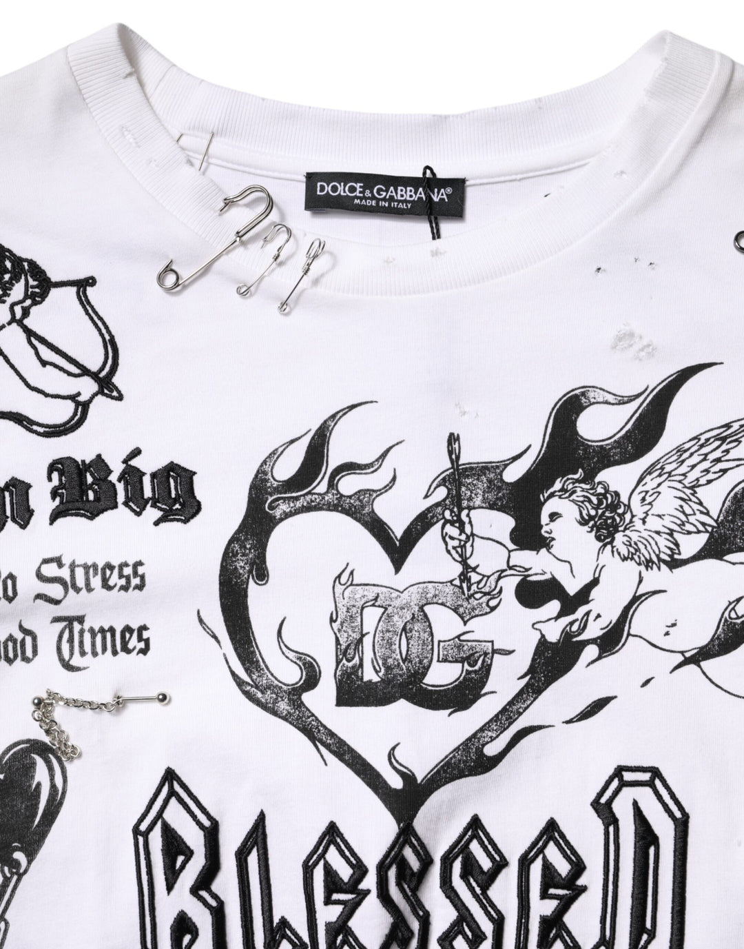 White Cotton DG BLESSED Printed T-shirt