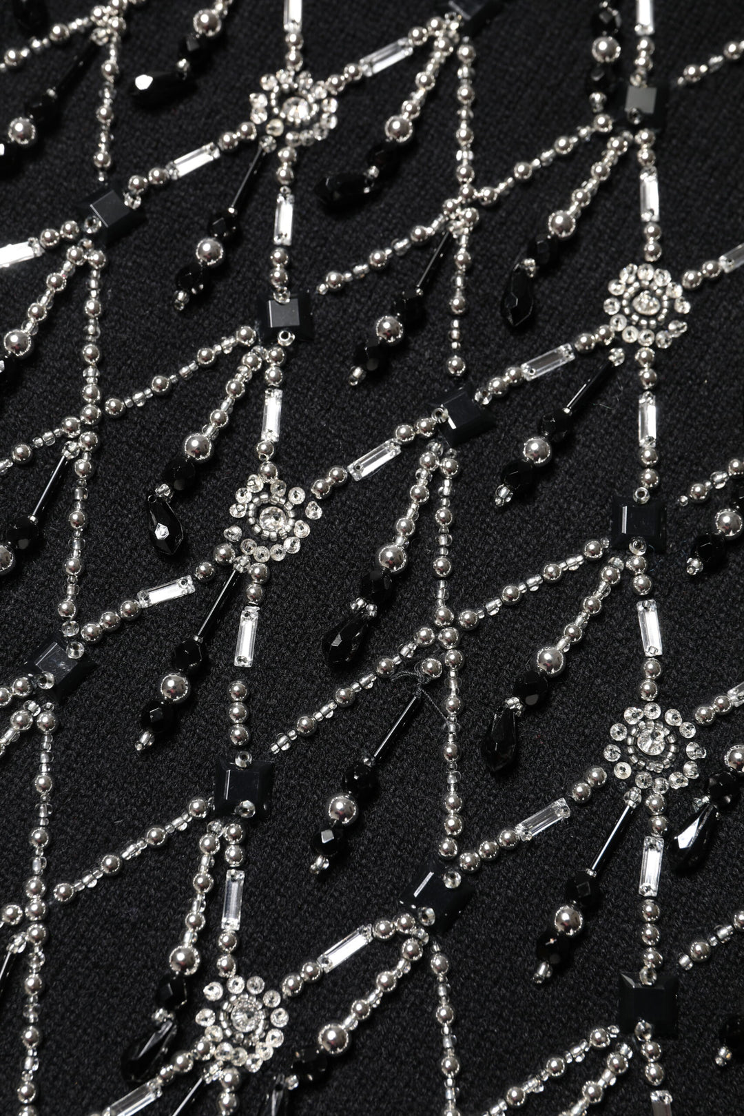 Black Cashmere Embellished Long Sleeves Top