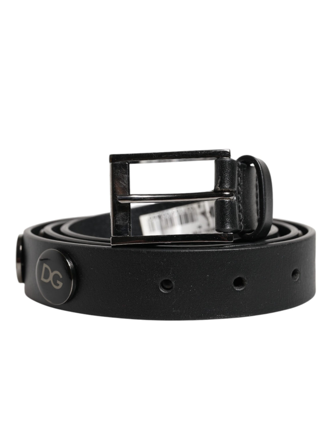 Black Luxury Leather DG Studs Buckle Belt